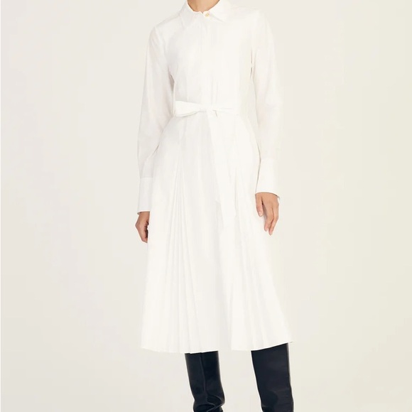 ANNETTE LONG SLEEVE PLEATED SHIRT DRESS - Picture 1 of 3